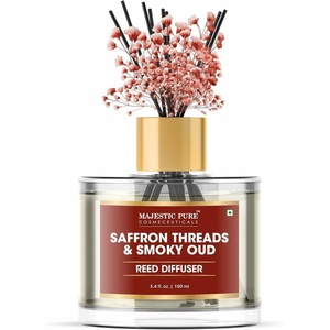image:imageMajestic Pure Lemongrass Reed Diffuser for Home Bathroom amp Office  Natural Aromatherapy Air Freshener amp Room Fragrance with Reed Sticks amp Dried Flowers 34 fl ozSaffron  Oud
